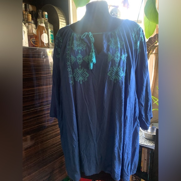 D/C Jeans Embroidered Peasant Blouse 4X - Picture 2 of 5